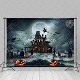 Aperturee - Tomb Manor Witch Moon Night Pumpkin Happy Halloween Backdrop